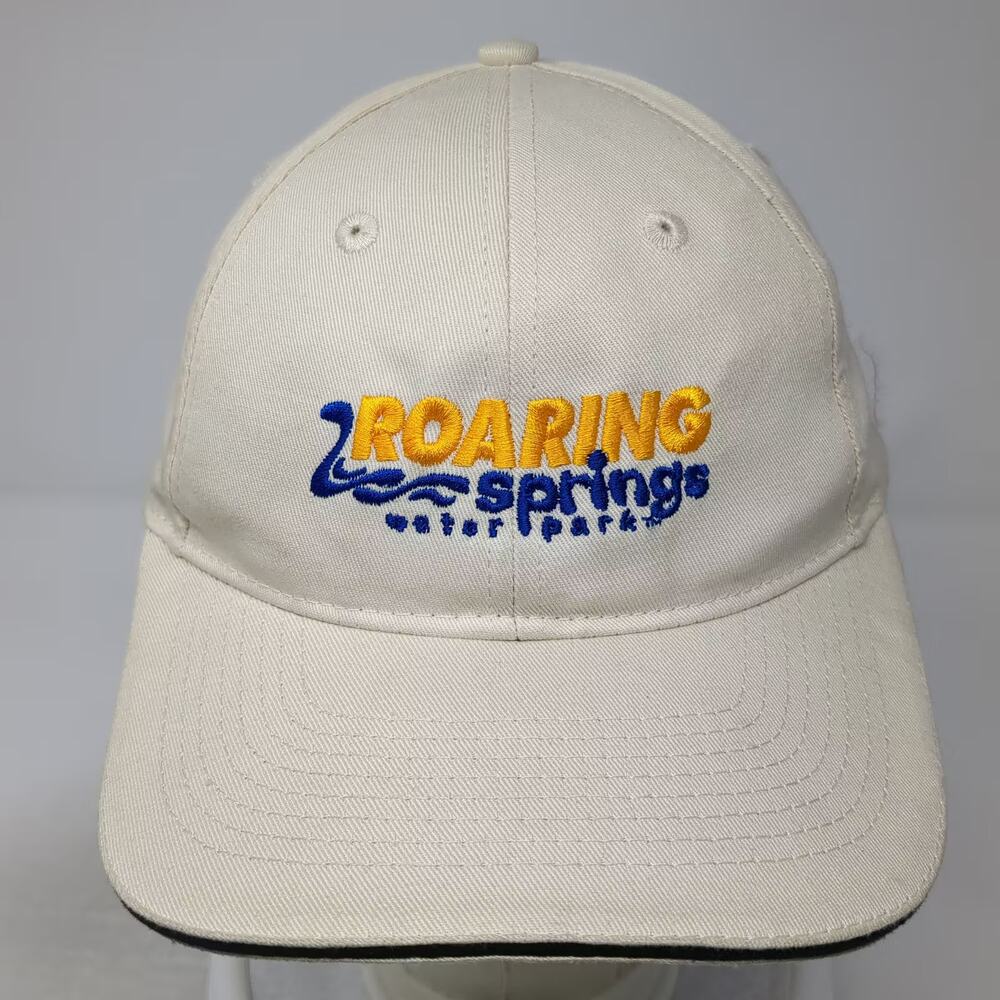 Port & Company Baseball Cap Hat Beige Blue One Size Embroidered Roaring Springs - Picture 2 of 10